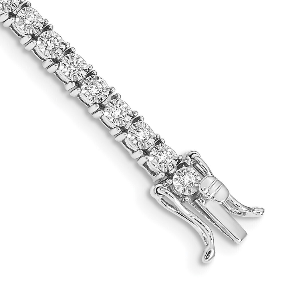 Kazi Luxury 14k White Gold Illusion Setting Diamond Bracelet